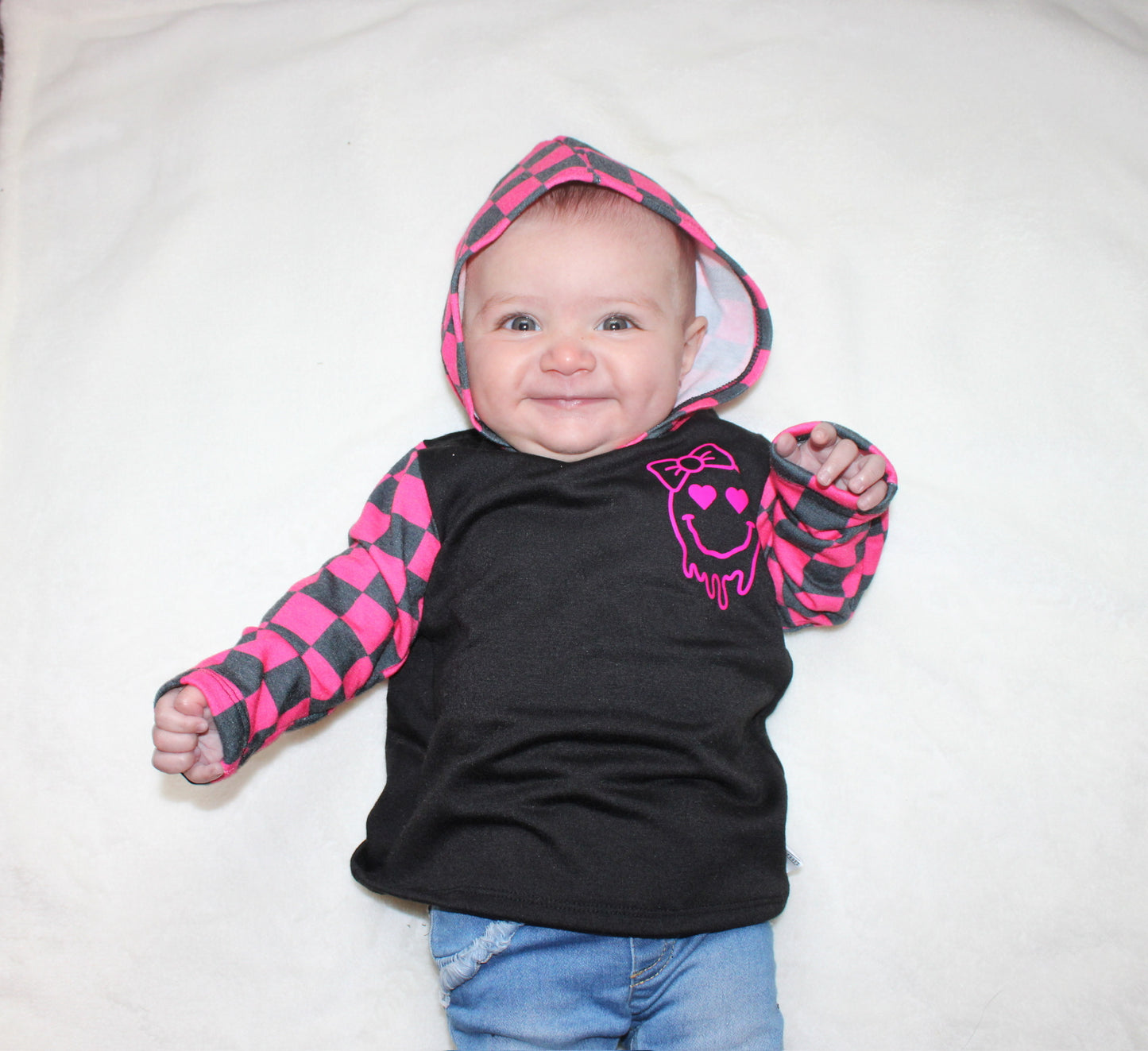 Drop Smiley Checks with Bow