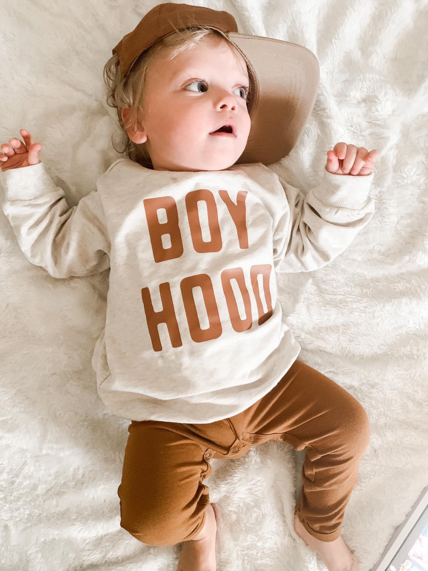 Boy Hood Crewneck (cream with brown)
