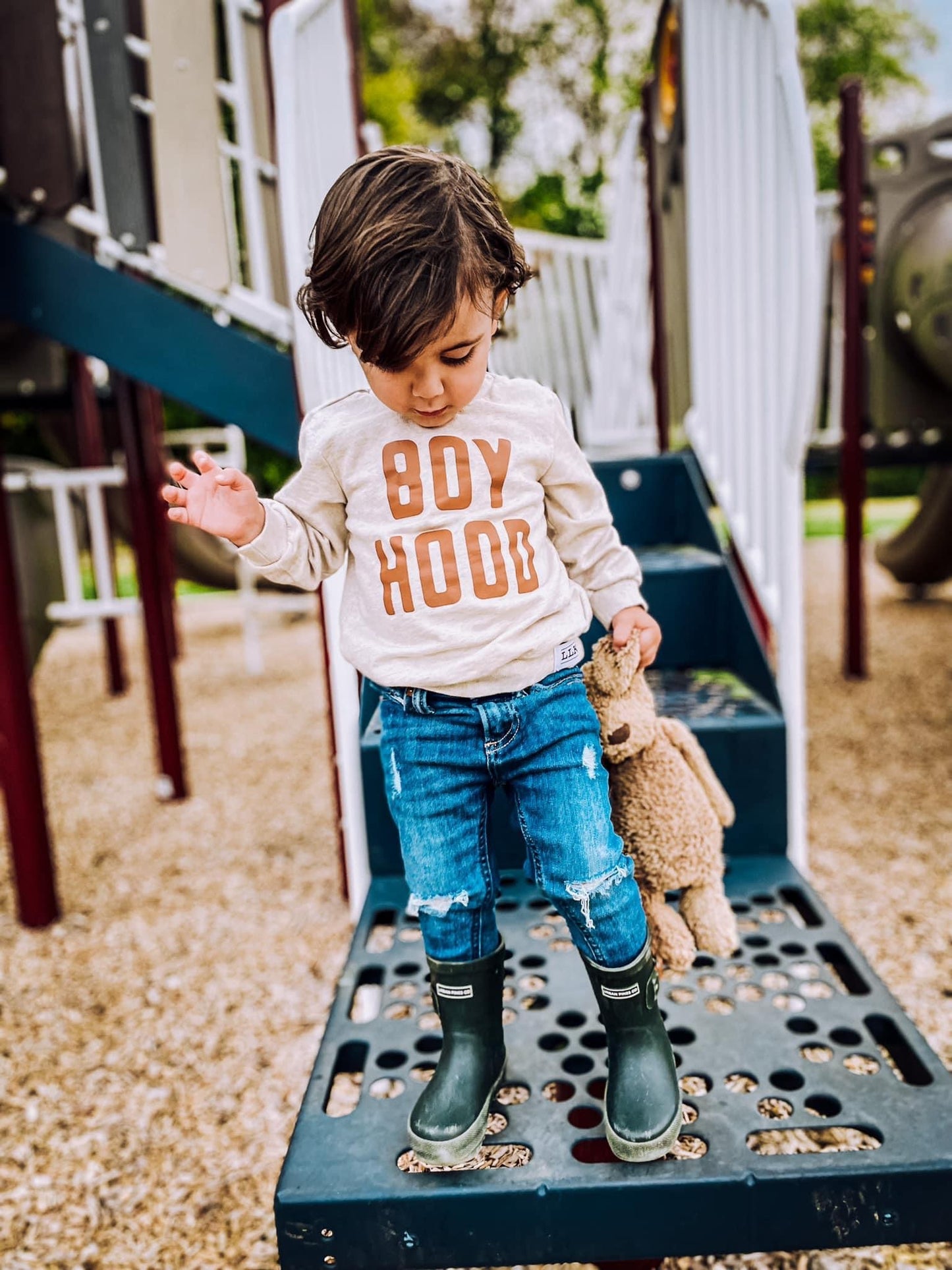Boy Hood Crewneck (cream with brown)