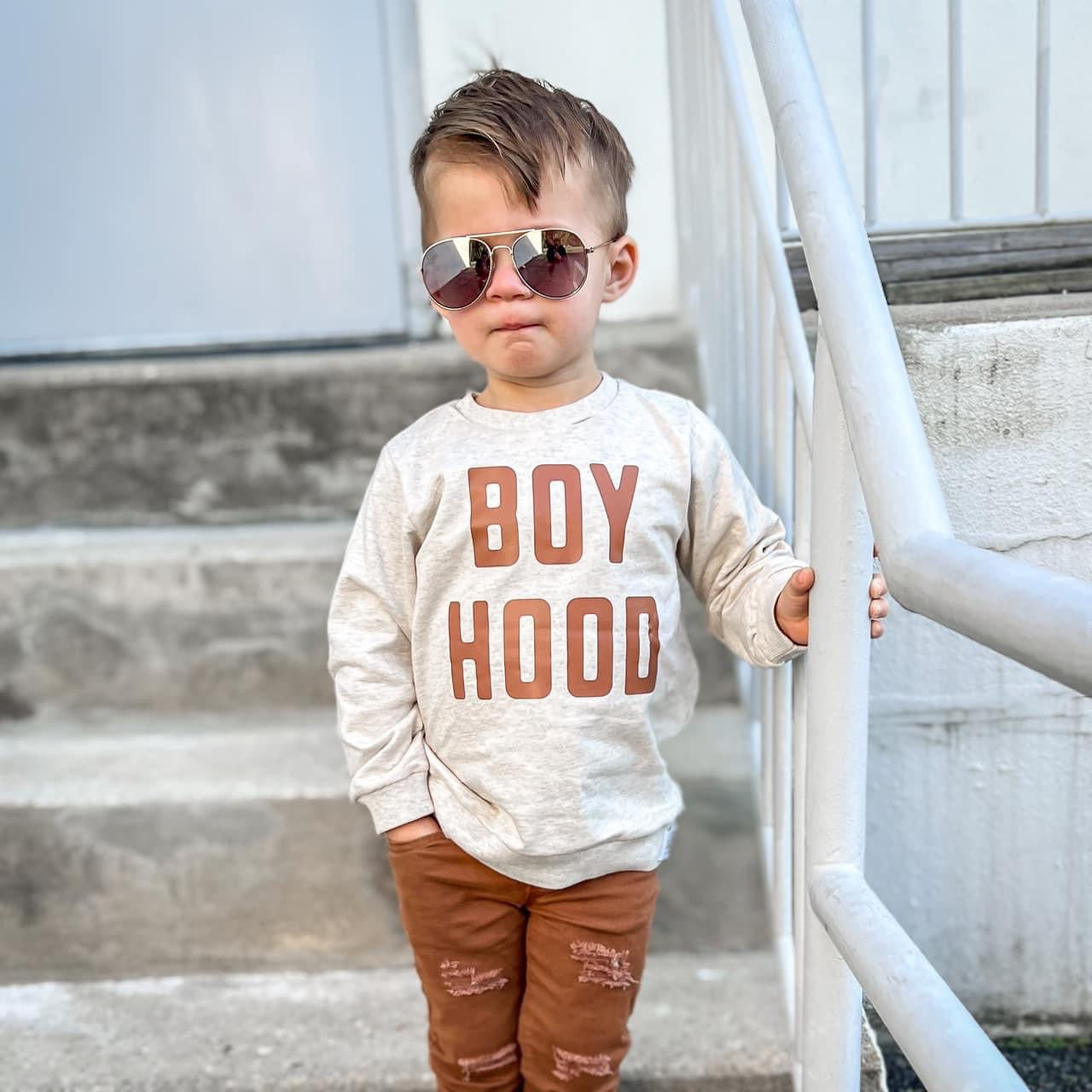 Boy Hood Crewneck (cream with brown)