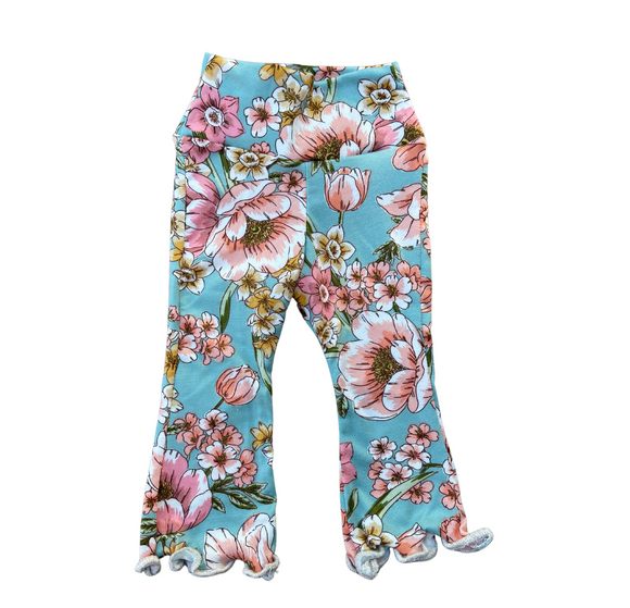 Seafoam Floral Flare Pants