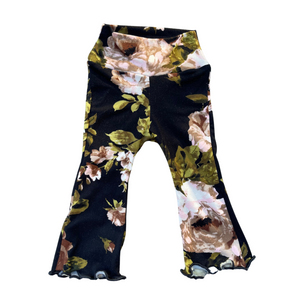 Black Floral Flare Pants