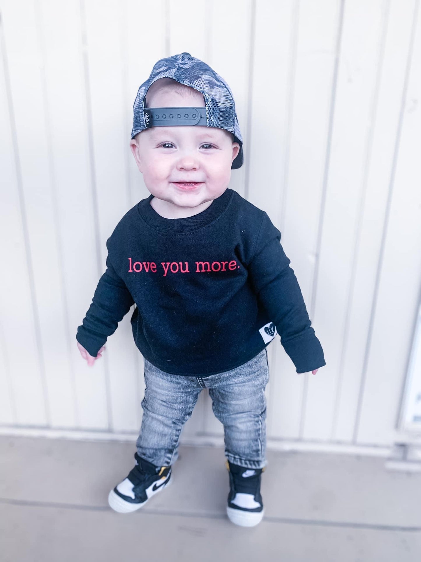 Love You More Black Crewneck